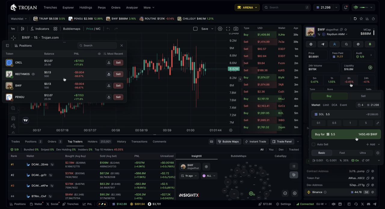TROJAN 트레이드 인터페이스